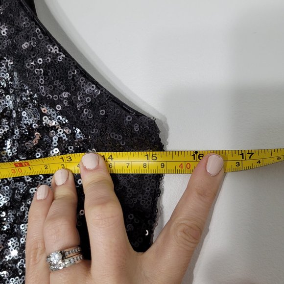Dress The Population NEW Black Sequined High Neck Sleeveless Sheath Dress NWT - Picture 12 of 13